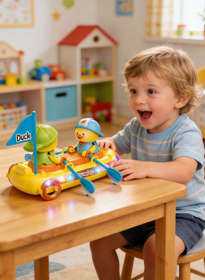 Track Toy,Race Car Toy,Duck Kayak,Kids Electric Playing Toy,Cute and Fun Sound & Light Duck Kayak with Moving Paddles, Rowing Boat Cute Duck Toy with Music Flashing Light - Image 3